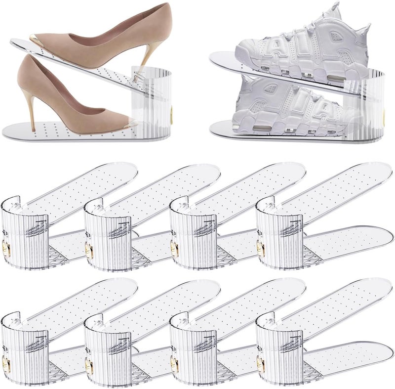 SummerVines Clear 10 Pack Shoe Slot Organizer, Shoe Stacker Organizer Holders for A Pair of Shoes, Adjustable Thickening Double Layer 50% Shoe Space Saver Rack Storage for Closet (clear, 10 Pack) - Image 1